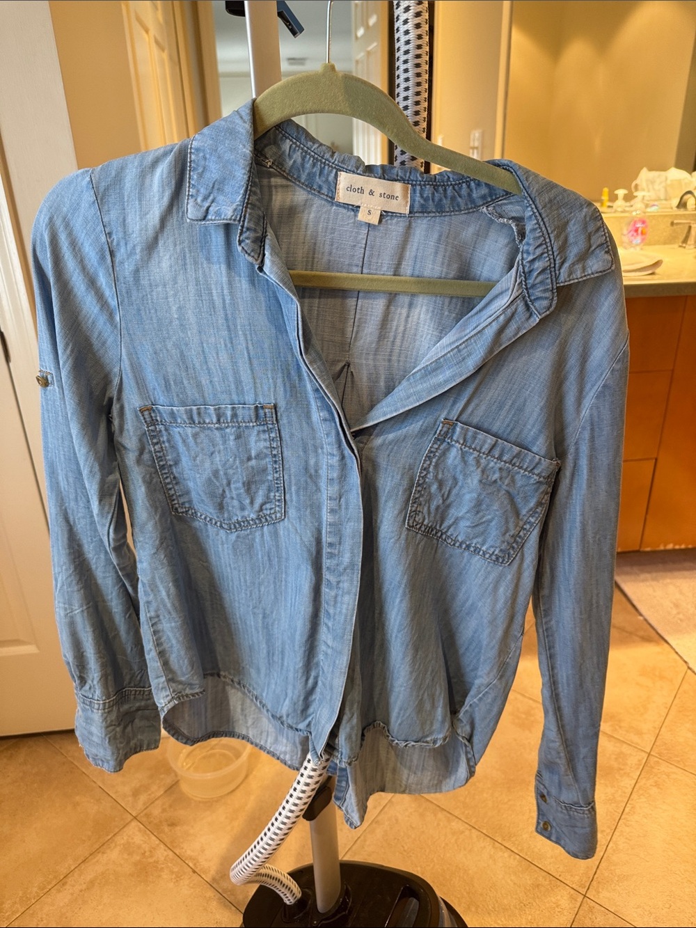 cloth & stone Light Blue Chambray Shirt Jacket
